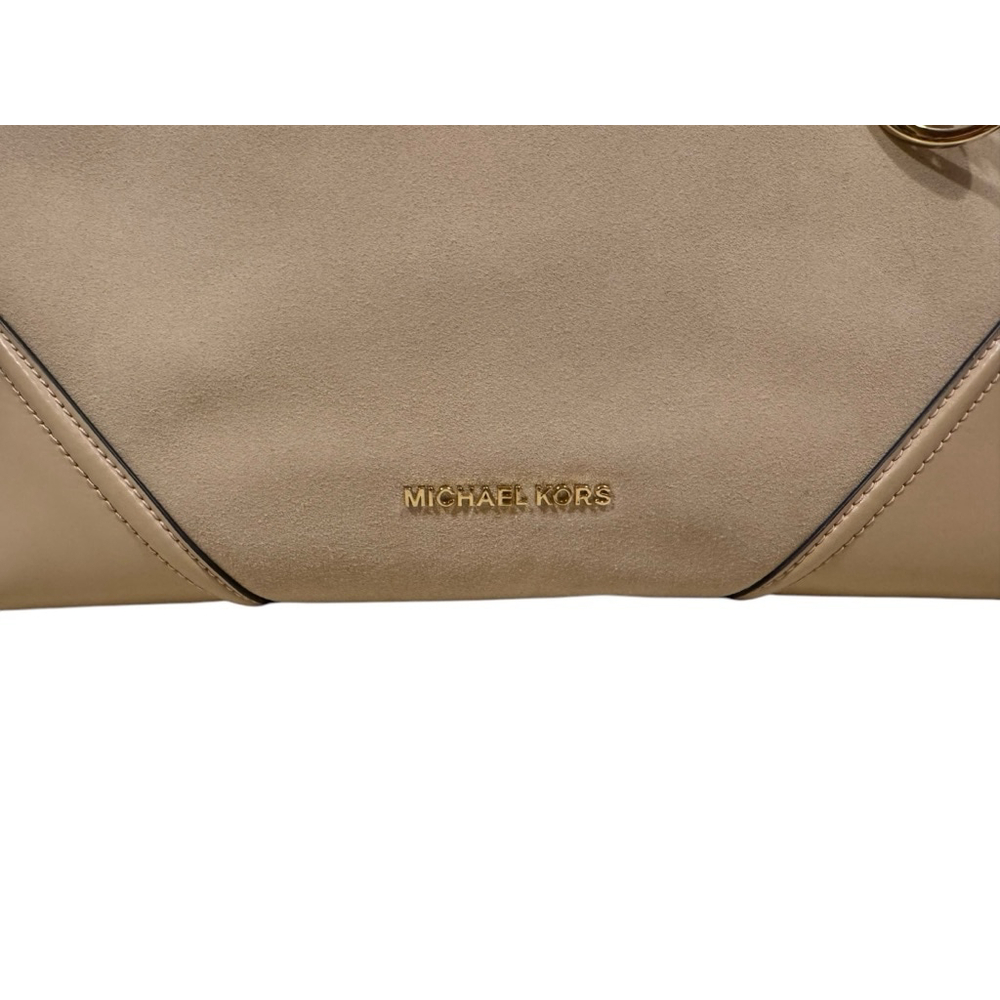 Michael Kors Nicole Medium Leather Suede Shoulder Handbag Powder Blush Solid - Picture 4 of 13
